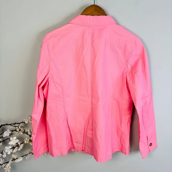 Talbots Montauk Pink Twill Jacket NWT Size L - Picture 4 of 5